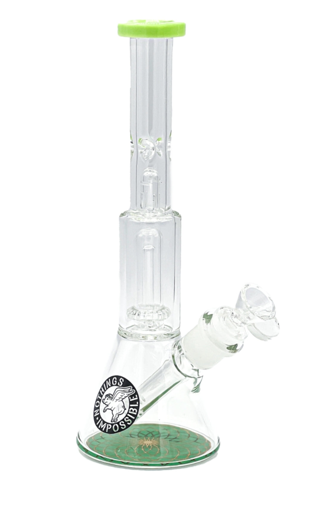 GEOMETRIC BASE BEAKER W/ CIRC PERC – 11″