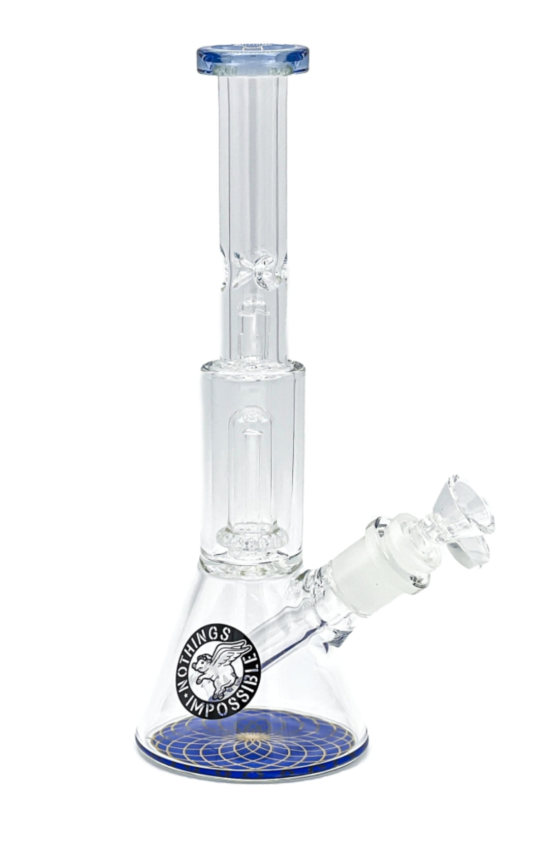 GEOMETRIC BASE BEAKER W/ CIRC PERC – 11″